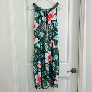 Tommy Bahama Green Floral Midi Faux Halter Sundress